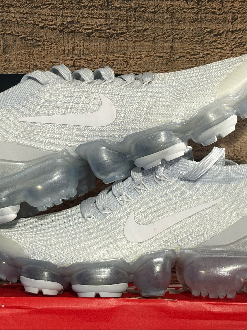 Nike VaporMax Flyknit Sneakers in White and Translucent